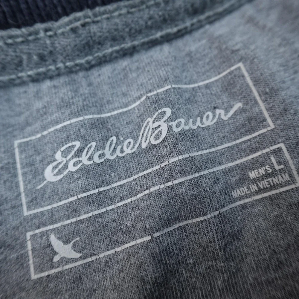 Eddie Bauer Sweater Mens L Blue Waffle Knit Thermal Crewneck Sweater Outdoor Top - Picture 3 of 9